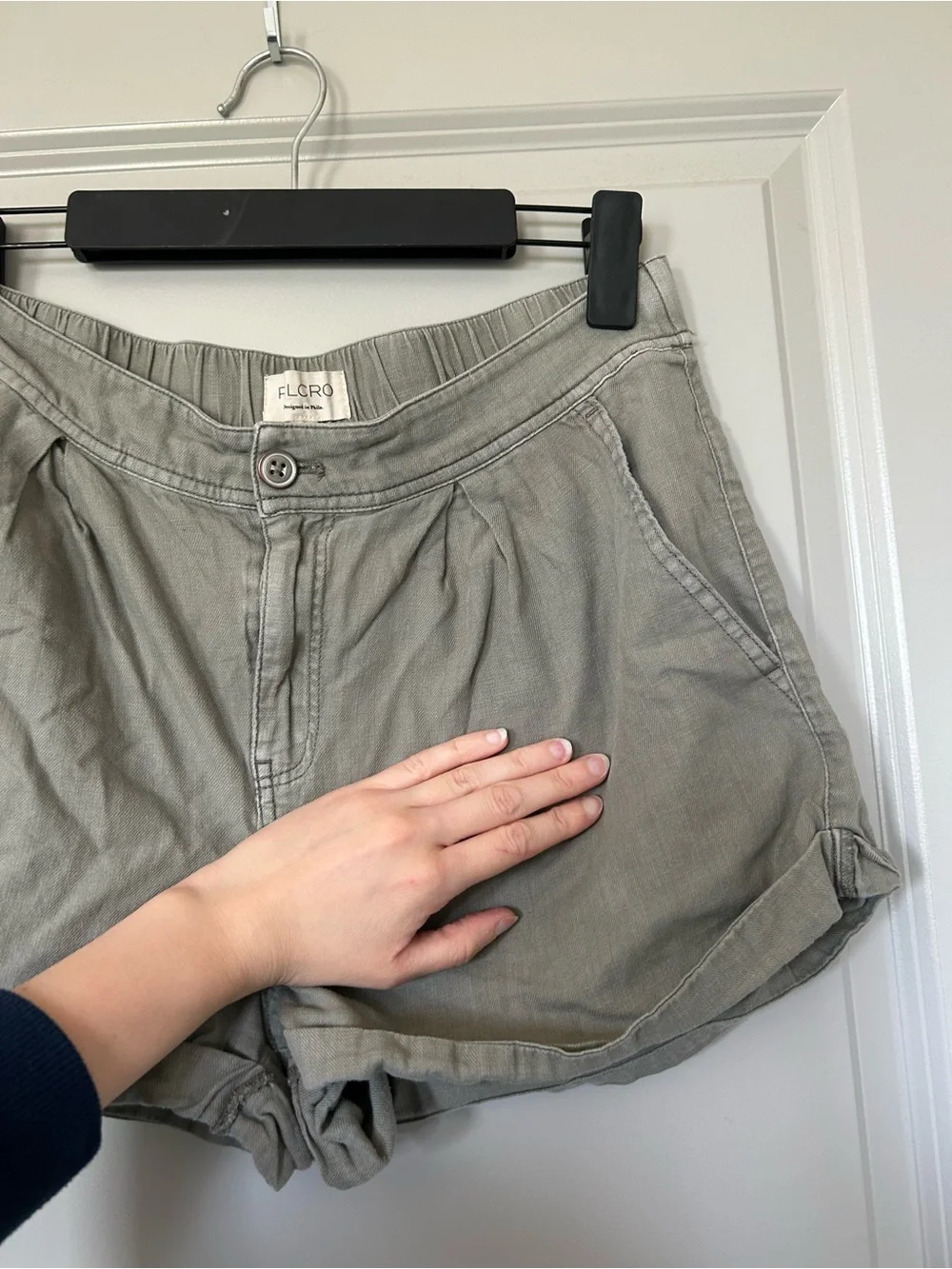Women’s Pilcro by Anthropologie Light Olive Roll-Hem Cotton Shorts